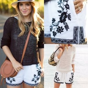 J CREW Black and White Embroidered Shorts